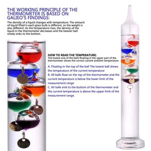 Gelsonlab HSGC-058 Vidro Galileu Termômetro e Esferas de Vidro Multicolorido Barômetro Fluido em Centigrados Decoração para Casa Presente - Product Image 3