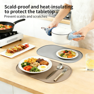 Custom <b>Silicone</b> Oval Placemat Food Grade Heat Resistant Table <b>Mat</b> Non Slip Waterproof Dining Pad for Restaurant Hotel Bulk Order - Product Image 2
