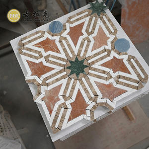 Mármol Rosso Alicante y Azul Macaubas, azulejos de mosaico con patrón personalizado para decoración de interiores - Product Image 2