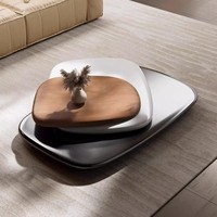 Table basse carrée rotative en bois pour salon, modèle design italien, style minimaliste moderne, simple, tendance, unique et créatif
