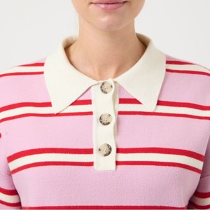Casual <strong>Polo</strong> Women Sweater <strong>Lady</strong> Stripe <strong>Jumper</strong> Turn-down <strong>Neck</strong> for Spring - Product Image 5