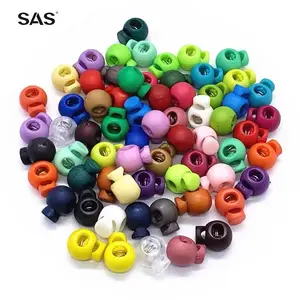 SAS Fast Delivery Black Colorful Custom Logo Size Single And Double Hole Rope Cord Lock Plastic Drawstring Stopper