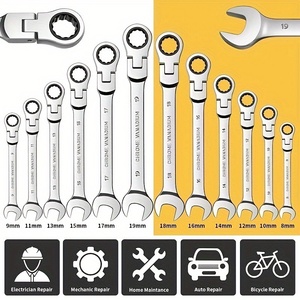 Jeu de clés à douille métriques réglables 8-19 mm, 12 pièces, avec étui, en acier Cr-V durable, kit d'outils manuels pour la maison et le <span class=keywords><strong>garage</strong></span>, y compris la taille 17 mm - Product Image 4