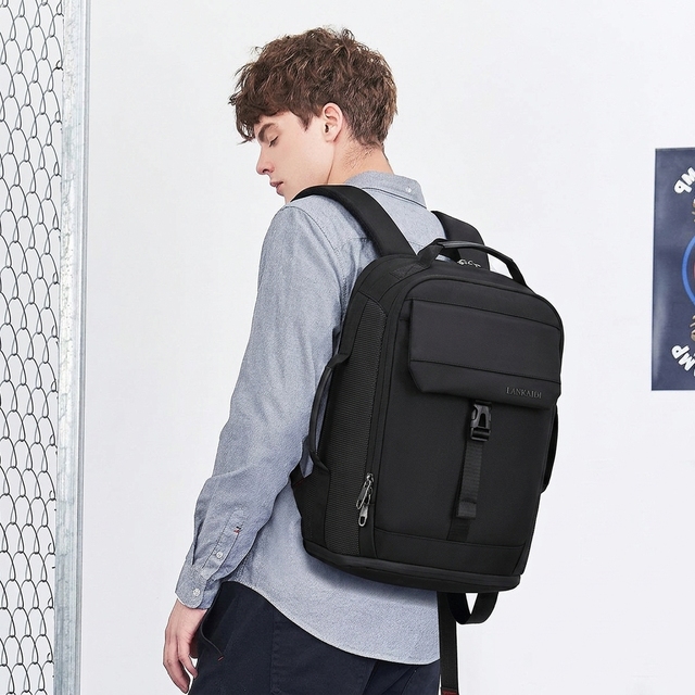 18 Inch Large Capacity Business Laptop Backpack Zipper Durable Waterproof Oxford Material Shoe Compartment Physiological Curve