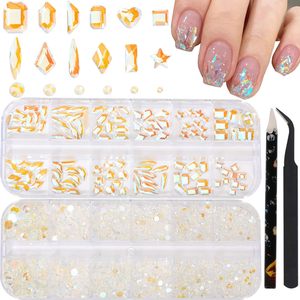 ชุดตกแต่งเล็บสุดฮิต 2 กล่อง ชุด 12 ช่อง รูปทรงผสม กลม แบน พร้อมแหนบคีบ - Product Image 2