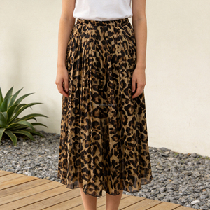 <span class=keywords><strong>Falda</strong></span> Maxi Plisada <span class=keywords><strong>con</strong></span> Estampado de Leopardo Personalizada para Mujer - Product Image 1