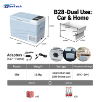 Refrigerador Portátil para Auto de 18L, 22L, 28L, 39L y 49L, 12/24V DC y 220V AC, Congelador con Compresor para Uso Doméstico y en Vehículos