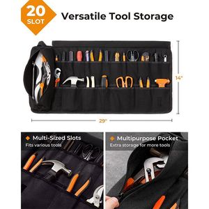 <b>Roll</b> up <b>Tool</b> Storage with Detachable Zipper Pouches for Mechanic Electician Hobbyist Plumber Carpenter Multi Pockets Storage <b>Bag</b> - Product Image 2