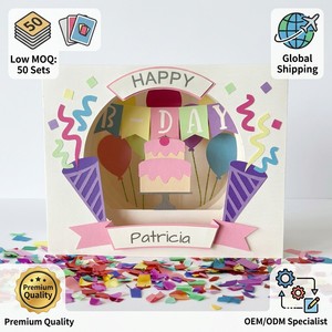 Happy Birthday Paper <b>Gift</b> Box Rigid Kraft <b>Card</b> Box Recyclable Craft Packaging for Candle Favors - Product Image 5