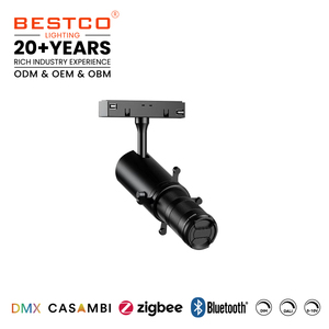 BESTCO Projecteur LED COB Moderne Rotatif à 355 Degrés 10W, Zoomable et Modulable, <span class=keywords><strong>Lumière</strong></span> sur Rail, Logo Gobo, Changement <span class=keywords><strong>de</strong></span> Couleur, pour <span class=keywords><strong>Musée</strong></span> - Product Image 1
