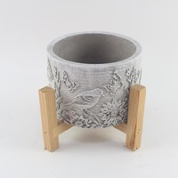 Pots de fleurs ronds de style classique écologique décor d'animaux succulents en ciment pour les jardinières en poudre de jardin à l'extérieur