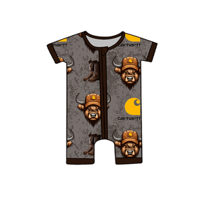 Grosir OEM Romper Bayi Lengan Pendek Bambu Bermotif Karakter Acak dengan Ritsleting Ganda - Product Image 2