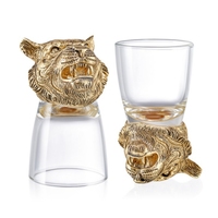 RORO décor à la maison cadeaux de mariage de luxe pour les invités argent loup animal verre ensemble bière vin conteneur tir minuscules décorations en verre
