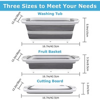 Corbeille à linge pliable, passoire, planche à découper pliable 2-en-1 en silicone souple pour cuisine