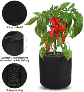 Aeration Fabric Pots With Handles Thickened Non-Woven Plant Grow Bag For Flowers And Planting Potatoes Tomatoes And Vegetable