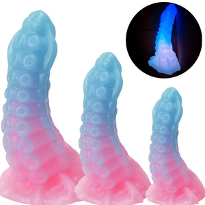 Juguete Anal de Silicona Líquida Pura Hecho a Mano con Forma de Pulpo Dragón Fantástico que Brilla en la Oscuridad, Dildo Expansor Anal de Mano <span class=keywords><strong>Gorda</strong></span> para Adultos - Product Image 1