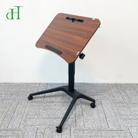 Bureau assis-debout minimaliste contemporain en bois avec système de levage à gaz pour un bureau à domicile au design moderne