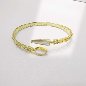 wholesale plata 925 <b>Silver</b> 18k Gold Plated adjustable <b>Cuff</b> <b>Bracelet</b> Classic Everyday Wear hip hop Round Brilliant Cut <b>bracelets</b> - Product Image 4