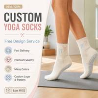 Chaussettes de yoga en tricot avec nœud, design ODM, antidérapantes, en coton écologique, pour femmes et jeunes, avec logo personnalisé sur le dessous, collection Printemps