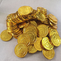 Koin Plastik Emas Perak BTC Grosir untuk Perlengkapan Pesta dan Permainan Seru, Token B Koin Plastik untuk Kerajinan