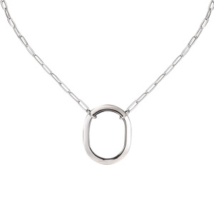 Minimalist Stainless Steel Hollow Oval Pendant <b>Necklace</b> Unisex Geometric Design China Yiwu Origin Certified Casual XYN0272 - Product Image 5