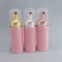 Bouteille à pompe en plastique PET givré de 50ml 2oz avec couvercle en or rose avec nettoyage des cils Capacité de shampooing Livraison ponctuelle Vente en gros