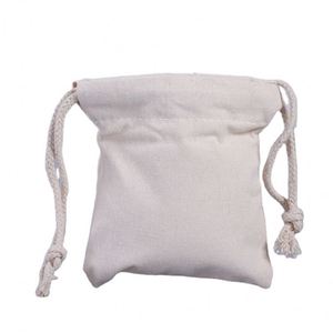 Sacs en toile personnalisables en gros, écologiques, réutilisables, avec fermeture à cordon, petits, bleus, en coton pur non blanchi, pour le rangement de cadeaux - Product Image 1