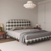 Lit double modulaire Zayshine, style nordique moderne, luxe, en lin, pour chambre principale, lit queen, lit king, 1,5 m, 1,8 m, grande taille, appartement, lit double moelleux