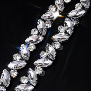 แถบตกแต่งคริสตัลรูปตาแมวแบบรีดติด ขนาด 1 หลา ยี่ห้อ Qiao ประดับด้วยเพชรเทียมและคริสตัล สำหรับตกแต่งชุดแต่งงาน - Product Image 2