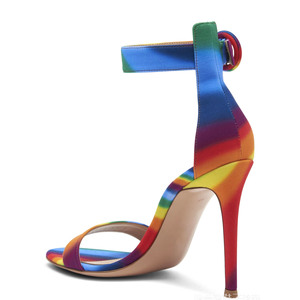 Nueva Tendencia, Zapatos de Verano Personalizados con Correa de Tobillo, Logotipo, Parte Superior de Cuero Genuino Colorido, Punta Acolchada, Tacón de Aguja Antideslizante para Mujer - Product Image 2