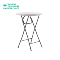 SK-ZDZ-B001 Table de Bar Pliante Ronde Blanche Polyvalente, Mobilier Portable d'Extérieur pour Fête, 110cm de Hauteur