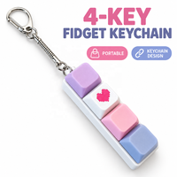 Jouets anti-stress HD, clavier mécanique personnalisé à 4 touches, porte-clés fidget avec logo pour les entreprises de technologie et les cadeaux pour événements de gaming