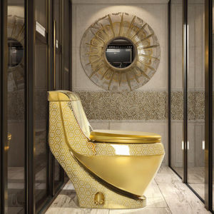 Pot de Chambre lavatorio WC Indonesia inodoro elongado inodoros y lavamanos S Trap tanques de inodoro de una pieza con descarga dorada - Product Image 4