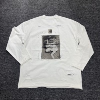 T-shirt à manches longues pour homme en coton noir personnalisé 260 grammes, impression sérigraphique, style streetwear oversize, automne-hiver