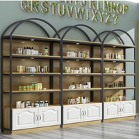 Vitrine de présentation cosmétique personnalisable GZowin en métal et bois avec éclairage LED, durable et facile à nettoyer pour les magasins de détail