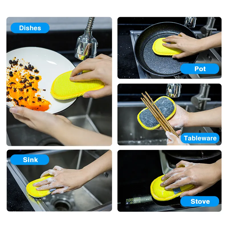 Scouring Pad Eco Friendly Kitchen Cleaning Microfiber Dish wash clean Esponjas de cozinha para limpeza de pratos