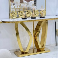 Xuanzhen Meubles de salon Table Console en marbre Console d'entrée de luxe moderne Table d'entrée en pierre dorée