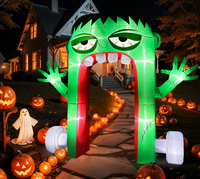 Arche gonflable Frankenstein avec visage vert brodé et éclairage LED pour Halloween – Décoration d'entrée et accessoire d'ambiance