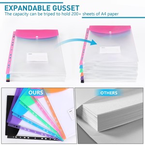 ए 4 प्लास्टिक वॉलेट पारदर्शी दस्तावेज़ फ़ाइल धारक 11 छेद pp पंच्ड फ़ाइल जेबों को एक्सपेंड करें - Product Image 3