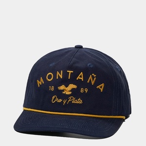 Casquette Snapback en coton non structurée à 5 panneaux avec logo personnalisé OEM, broderie, bleu marine, visière plate avec cordon - Product Image 2