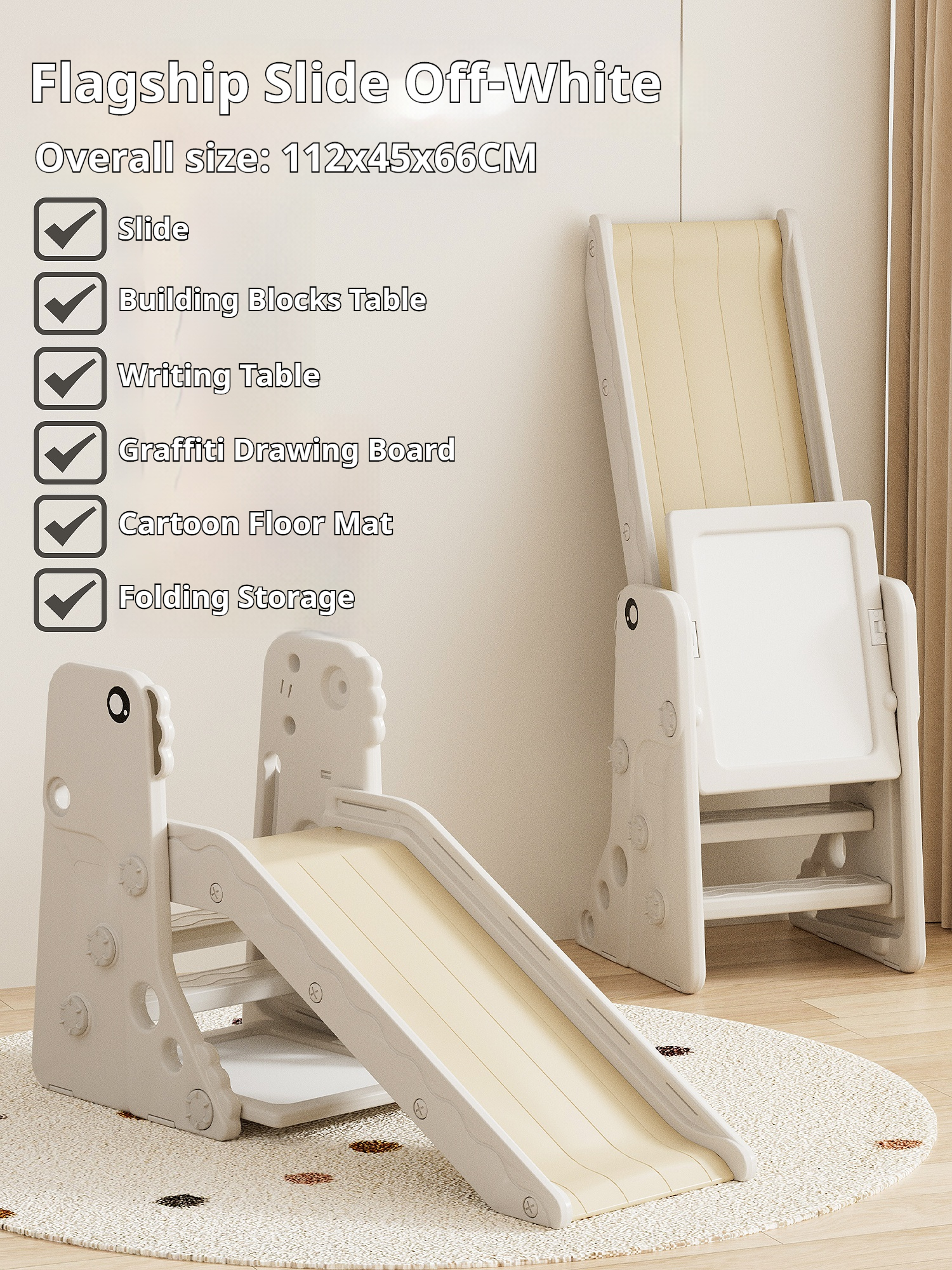 Foldable model with drawing board+Mat-White