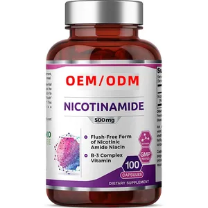 Nikotin amida niasin Natural Flush-Free Vitamin Formula-mendukung kesehatan sel kulit B-3 nikotinamida 500 mg 100 Kapsul