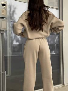 Ensemble de survêtement décontracté pour femme 2026, col montant, manches longues, pantalon long, avec fermeture éclair délavée et détails zippés - Product Image 3