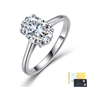 Fabricantes de Joyería Personalizada, Anillo de Plata 925 con Certificado VVS GRA, Corte Ovalado, Moissanita, Diamante Grande <span class=keywords><strong>Solitario</strong></span> de 2.5ct, Joyería PVD - Product Image 1