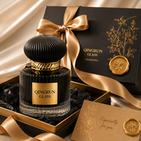 Flacon de parfum en verre cylindrique vide de 40 ml avec design à rayures verticales et étiquette personnalisée