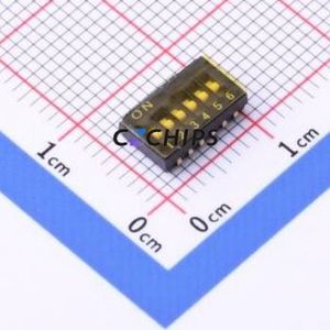 THS106J DIP Switch SMD-12P,5.4x9.2mm Switch Flat Toggle, Groove Type Single Pole Single Throw 6 1.27mm - Product Image 1