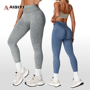 Leggings Senza Cuciture 5064, Tessuto Morbido, <span class=keywords><strong>Pantaloni</strong></span> Yoga Aderenti, Effetto Push-Up, <span class=keywords><strong>Vita</strong></span> <span class=keywords><strong>Alta</strong></span> per Donne, Leggings Senza Cuciture con Arricciatura - Product Image 1