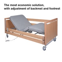 Lit de soins à domicile électrique king size avec éclairage IEC 60601, ensemble de chambre à coucher en bois pour personnes âgées