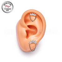 Boucles d'oreilles pendantes plates en titane ASTM F136 16G avec zircon, bijoux de piercing corporel, pendentif d'oreille G23, clou d'helix, anneau de lèvre, labret
