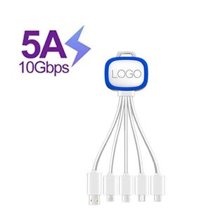 Cable de Carga LED 4 en 1, Cable de Datos USB Portátil con Llavero, Carga Rápida, con Logotipo - Product Image 1